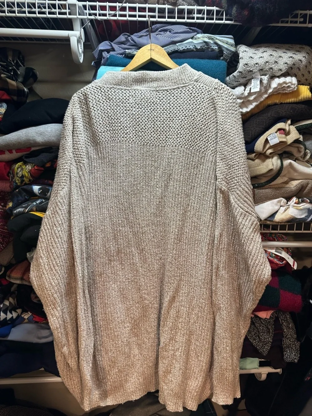 Vintage USA Made Eddie Bauer Beige Knit Henley Sweater Size XXL Tall - Picture 5 of 7